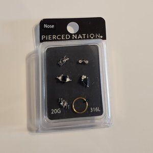 Silver, gold, and black Pierced Nation 20G Assorted Nose Rings